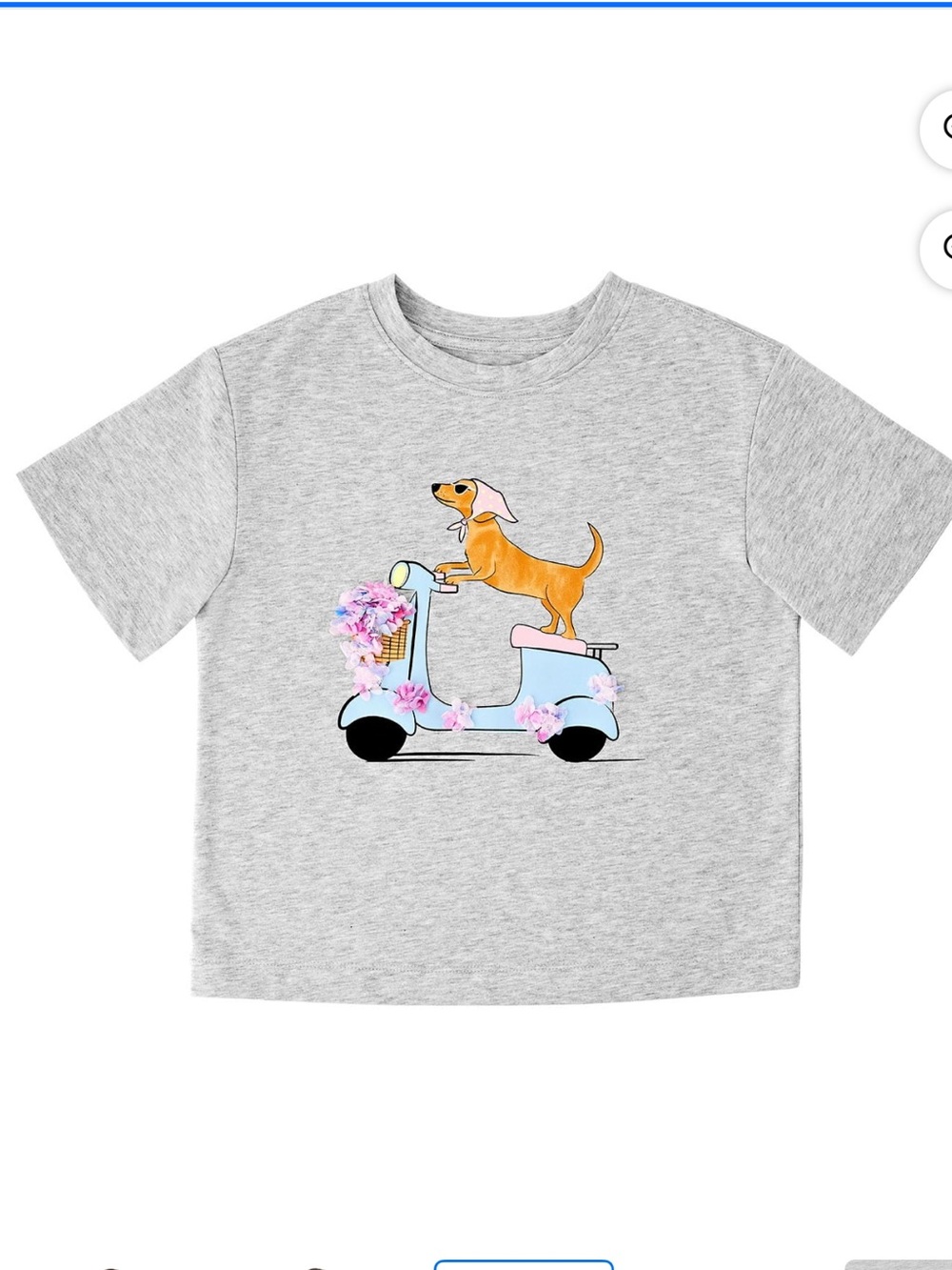 Kids Grey Tee with Scooter & Dachshund Graphic